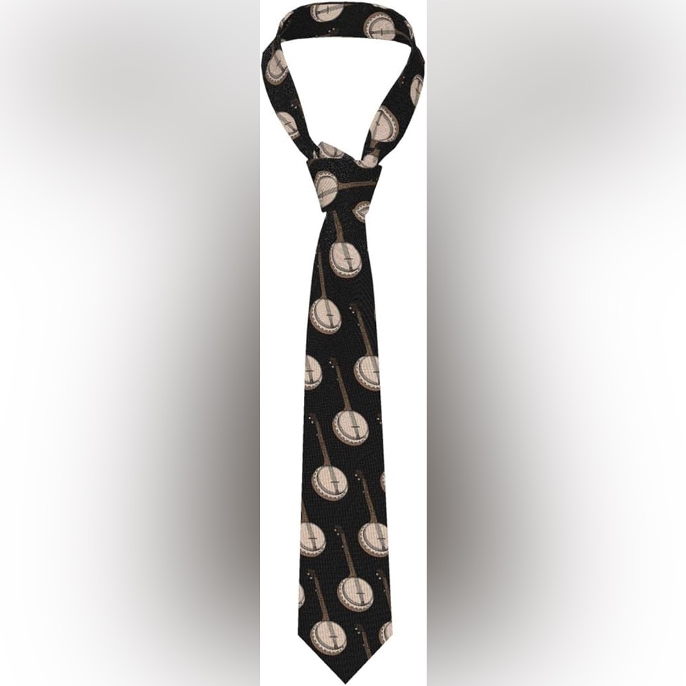 NWT Men’s Cartoon Whimsical Funny Banjo Bluegrass Country Music Tie